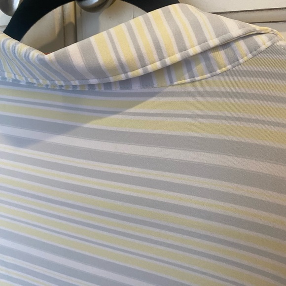 Peter Millar summer comfort polo Sz L Troon North yellow gray white Preowned - Picture 5 of 5